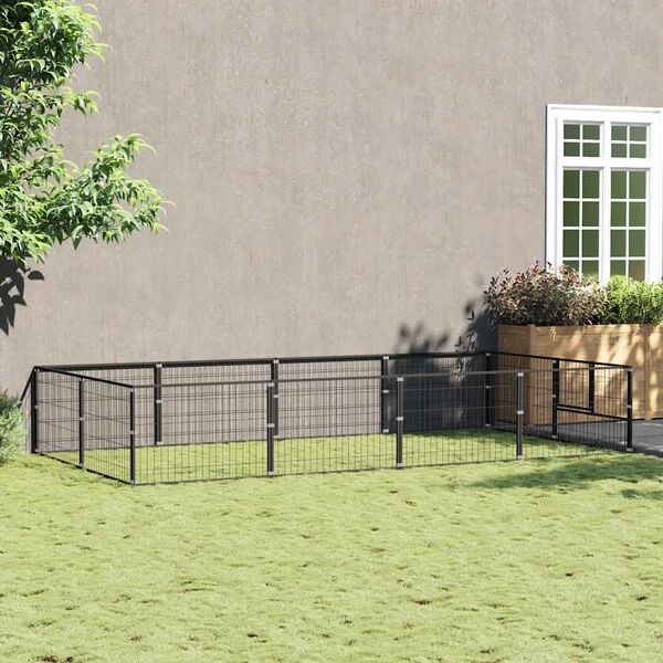 vidaXL Hondenkennel 8 m&sup2; staal zwart