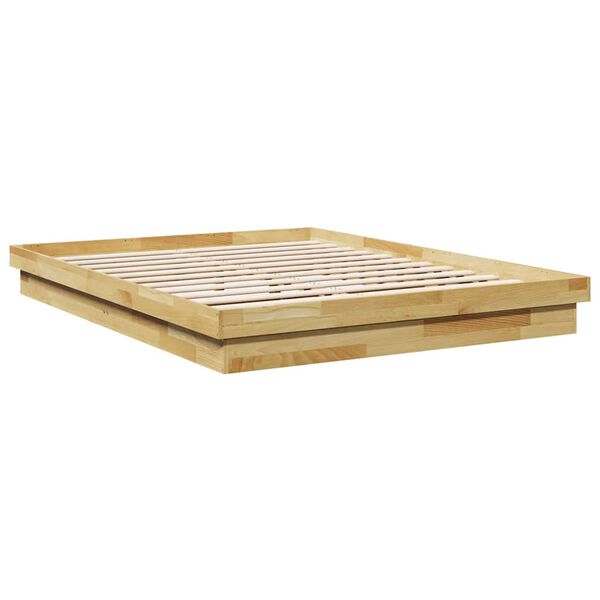 vidaXL Bedframe zonder matras 135x190 cm massief hout eiken