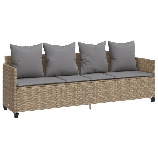 vidaXL 5-delige Loungeset met kussens poly rattan beige