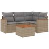 vidaXL 5-delige Loungeset met kussens poly rattan beige