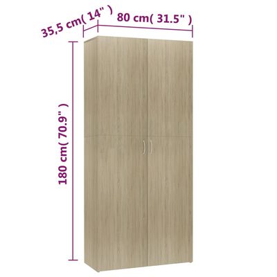 vidaXL Schoenenkast 80x35,5x180 cm bewerkt hout sonoma eikenkleurig