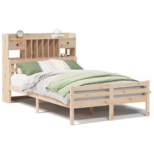 vidaXL Bed met boekenkast zonder matras massief grenenhout 135x190 cm