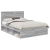 vidaXL Bedframe Grijs Sonoma 135 x 190 cm Massief grenenhout