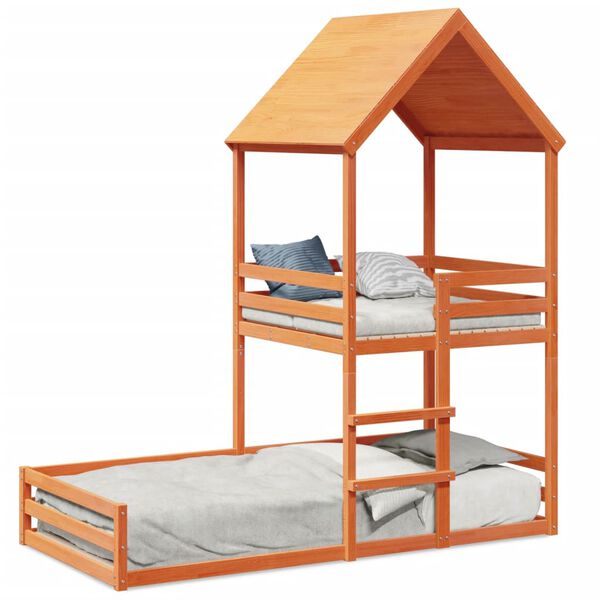 vidaXL Kinderbed met huisje massief grenenhout wasbruin 80x200 cm