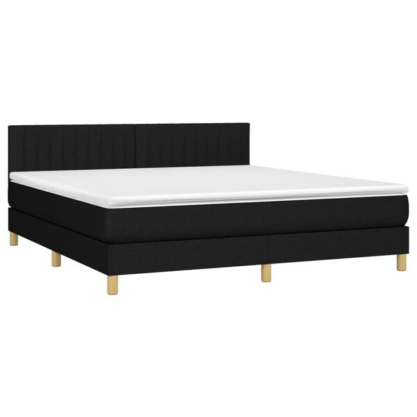 vidaXL Boxspring met matras en LED stof zwart 160x200 cm