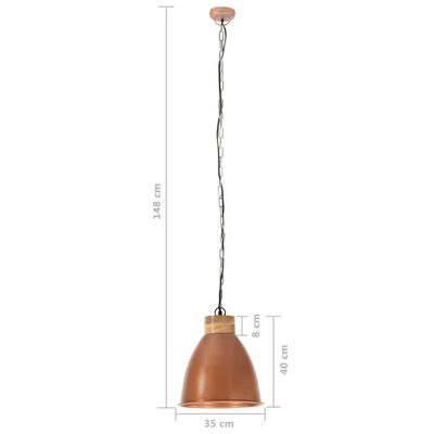 vidaXL Hanglamp industrieel E27 35 cm ijzer en massief hout koperkleur