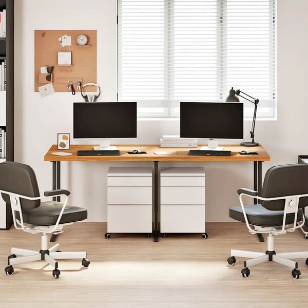 vidaXL Bureaublad rechthoekig 200x80x4 cm massief eikenhout lichtbruin