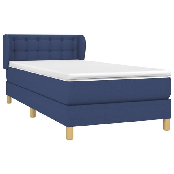 vidaXL Boxspring met matras stof blauw 80x200 cm