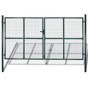vidaXL Dubbele poort met deur 300x150 cm gepoedercoat staal