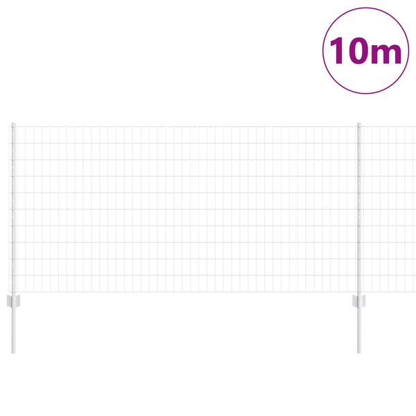 vidaXL Hek met Paal Zilver 1 x 10 m Staal