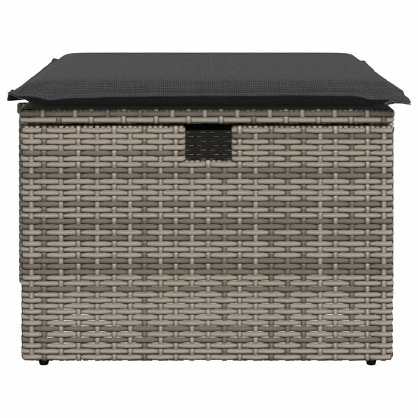 vidaXL Tuinkruk met kussen 55x55x37 cm poly rattan grijs