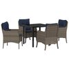 vidaXL Tuin eettafelset met kussen 5 pcs Grijs poly rattan