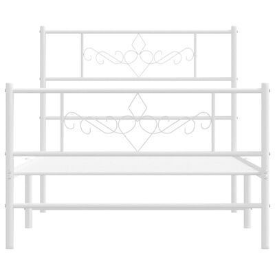 vidaXL Bedframe met hoofd- en voeteneinde metaal wit 75x190 cm