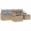 vidaXL Buiten Zitmeubelset met kussen 6 pcs Beige Poly riet