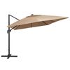 vidaXL Zweefparasol met LED en aluminium paal 400x300 cm taupe