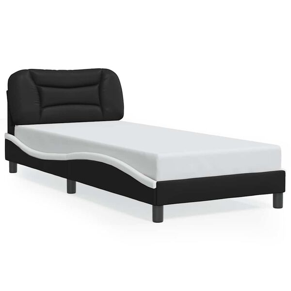 vidaXL Bedframe zonder matras "Hvar" kunstleer zwart en wit 90x200 cm
