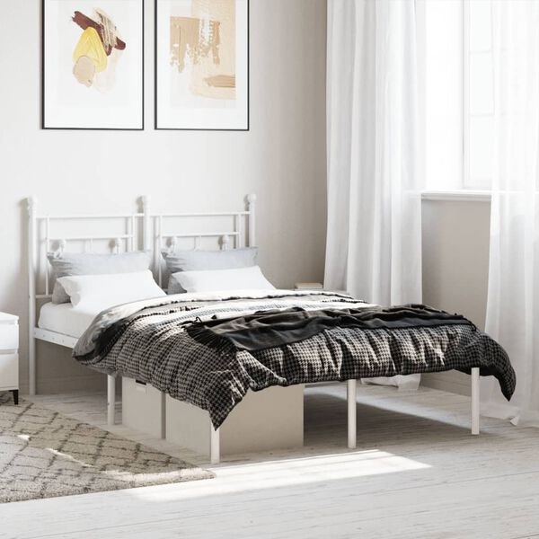 vidaXL Bedframe met hoofdbord metaal wit 120x190 cm
