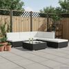 vidaXL 6-delige Loungeset met kussens poly rattan zwart