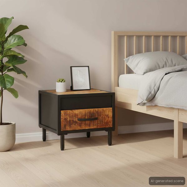 vidaXL Nachtkastje 40x40x35 cm ruw mangohout