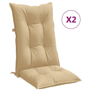 vidaXL Stoelkussens 2 st hoge rug 120x50x7 cm stof gem&ecirc;leerd beige