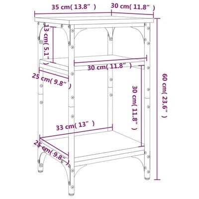 vidaXL Bijzettafel 35x30x60 cm bewerkt hout sonoma eikenkleurig