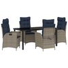 vidaXL Tuin eettafelset 5 st Grijs en zwart Rattan