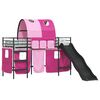 vidaXL Bunkbed voor kinderen met gordijnen Zwart en Roze 100 x 190 cm