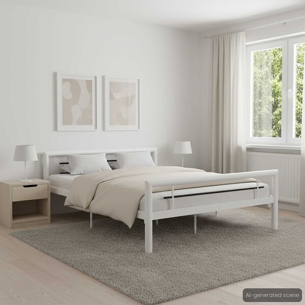 vidaXL Bedframe metaal wit en zwart 120x200 cm