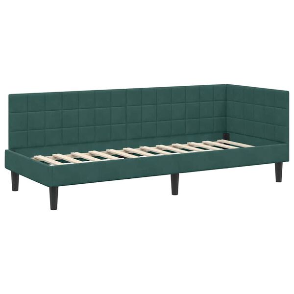 vidaXL Hoekbedframe met hoofdeinde Donkergroen 80 cm x 200 cm Fluweel