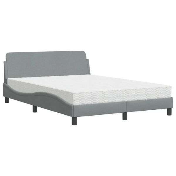vidaXL Bed met matras "Dover" stof lichtgrijs 120x200 cm