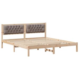 vidaXL Bedframe met hoofdeinde Taupe 160 x 200 cm Massief grenenhout