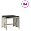 vidaXL Tuinkrukken 4 st met kussens 41x41x36 cm poly rattan lichtgrijs