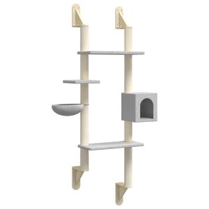 vidaXL Kattenmeubel wandgemonteerd met krabpaal 180 cm lichtgrijs