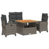 vidaXL 4-delige Tuinset met kussens poly rattan grijs