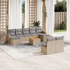 vidaXL 10-delige Loungeset met kussens poly rattan gemengd beige