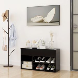vidaXL Schoenenbank 80x30x45 cm bewerkt hout zwart