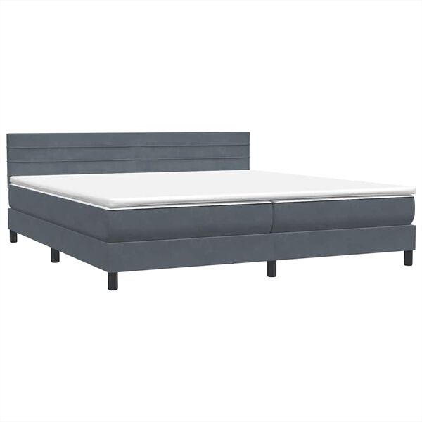 vidaXL Boxspring met matras fluweel donkergrijs 200x210 cm