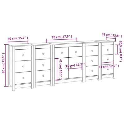 vidaXL Dressoir 230x35x80 cm massief grenenhout zwart