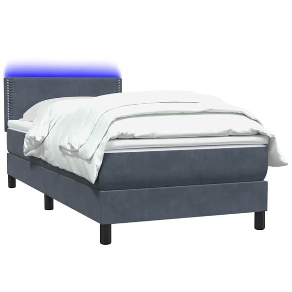 vidaXL Boxspring met matras en LED fluweel donkergrijs 80x210 cm