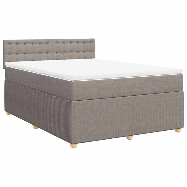 vidaXL Boxspring met matras stof taupe 140x190 cm