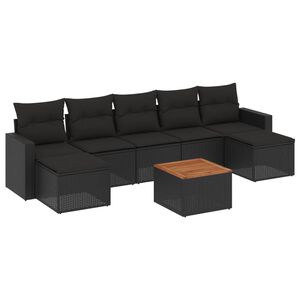 vidaXL 8-delige Loungeset met kussens poly rattan zwart
