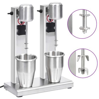 kip pin Verheugen vidaXL Milkshake mixer met dubbele bekers roestvrij staal 2 L online kopen  | vidaXL.be