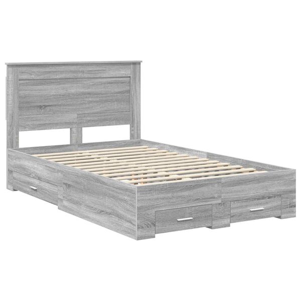 vidaXL Bedframe met lade met hoofdeinde met opslag Bewerkt hout