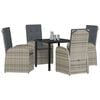 vidaXL Tuin eettafelset met kussen 5 pcs Grijs poly rattan