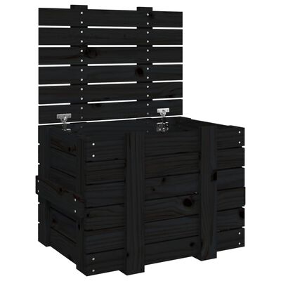 vidaXL Opbergbox 58x40,5x42 cm massief grenenhout zwart