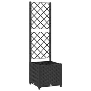 vidaXL Plantenbak met trellis zwart 40x40x136 cm PP