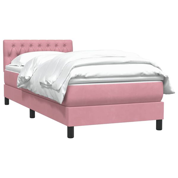 vidaXL Boxspring met matras fluweel roze 100x210 cm
