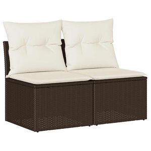 vidaXL 2-delige Loungeset met kussens poly rattan acacia bruin