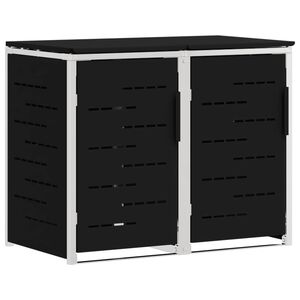 vidaXL Containerombouw for 2 Bins 240L Roestvrij staal Zwart