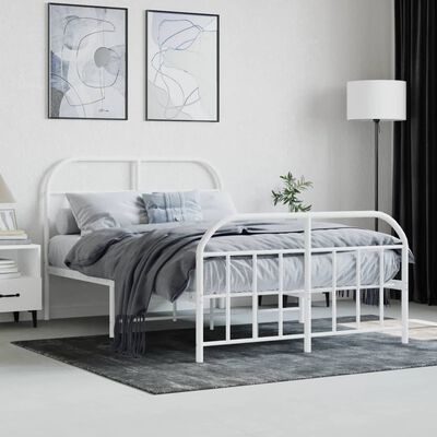 vidaXL Bedframe met hoofd- en voeteneinde metaal wit 120x200 cm